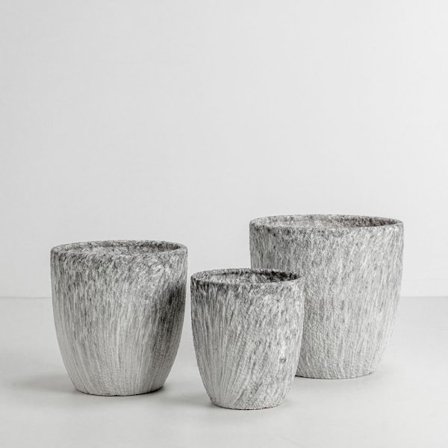 Keraaminen ruukkusetti – 3 osaa, harmaa ja valkoinen, 30x30x31 cm