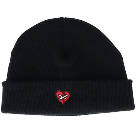 Iconic - Black shortbeanie Beanie - Tiny Broken Mended Heart Black Short Beanie @ Hatstore
