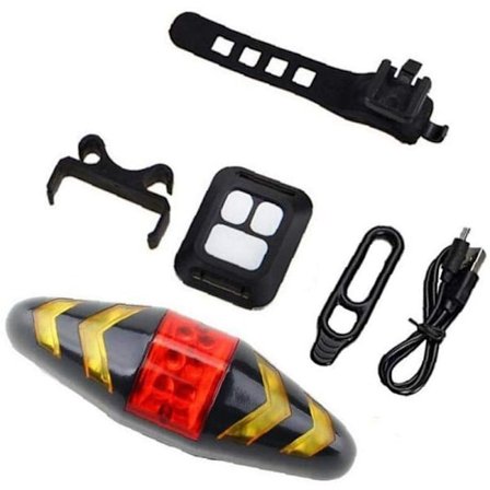 Cykelbakljus med blinkers, USB-laddningsbar, ultraljus