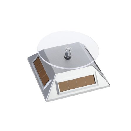 (Hopeanvärinen) Musta paristo- tai aurinkovoimalla toimiva pyörivä esittelyteline, ZQKLA