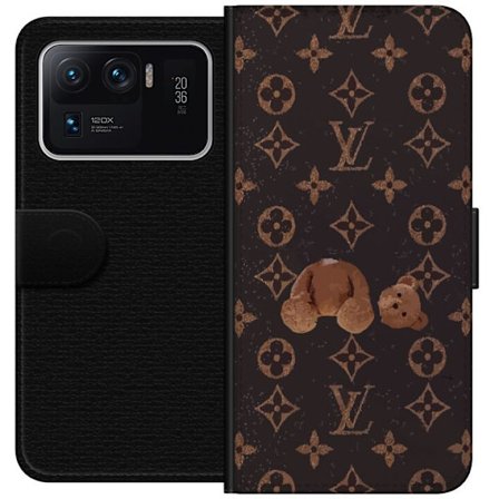 Kompatibelt Lommeboketui til Xiaomi Xiaomi Mi 11 Ultra Luksuriøst monogramsmønster med ødelagt teddybjørn i mørk moteestetikk