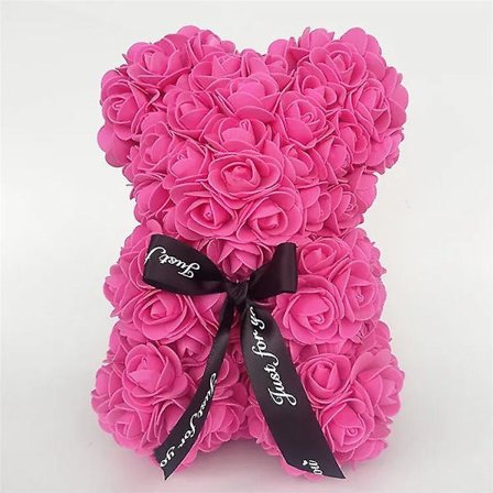Valentinsdagspresent 25cm Ros Teddybjörn Från Blommor Björnen Med Blommor Röd Rosbjörn