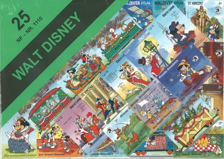 Walt Disney frimærkepakke med 25 forskellige Disney motiver