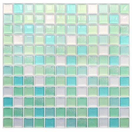 3D Vanntette Selvklebende Mosaikk Veggklistremerker, Selvklebende Baderomsfliser, Kjøkkenfliser, Blå Selvklebende Veggfliser, 4 stk