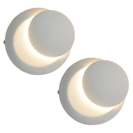 Led Belysning Spin 3000k Måne Type Vægskænke Til Indendørs Soveværelse, Hvid