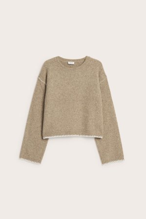 Kappahl | Stickad tröja Melerad beige 158/164 | Melerad beige