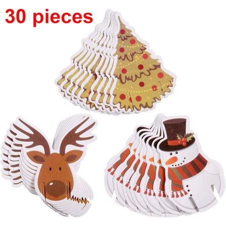 30 st juldekorationer för vinglas, bordsdekorationer i form av kort