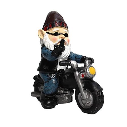 Dværg Haveornament, Sjov Havegnom Figur, Gnome Biker