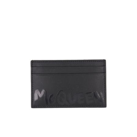 Alexander McQueen Graffiti card holder Sort, Herre Punge og Kortholder, Størrelse: ONE Size