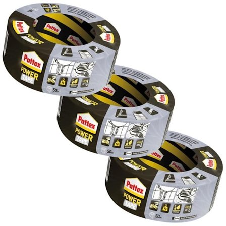 3x Pattex Power Tape - silver 48 mm x 50 m