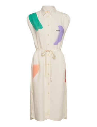 Brushstrokes Sleeveless Shirt Dress Cream Bobo Choses