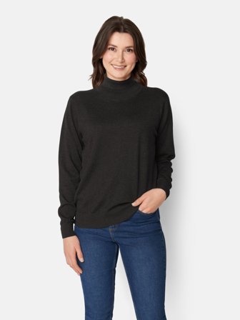 JENSEN - Strik Med Rullekrave - Sort