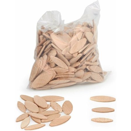 Lamello-liitoslamellit, koko Lamello 0, 100 kpl/koko, massiivipyökistä valmistetut puulamellit, ihanteellisia puujyrsinkoneelle/lamelloidulle 