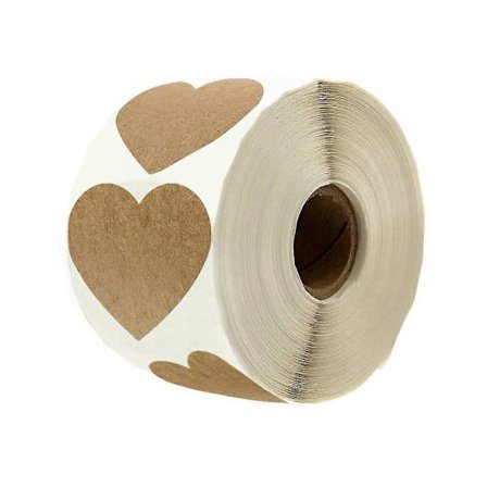 500 stk. Gavemærker til julefrokost, blanke hjerteformede etiketmærker, tilbehør