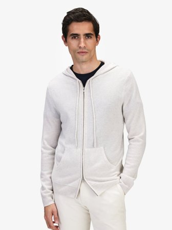 John Henric Men's Hoodie en Cachemire Blanc Cassé Size XXL