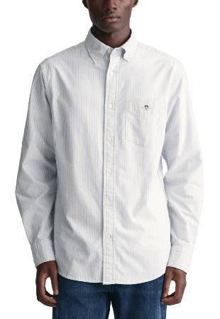 GANT Regular Fit Banker Stripe Oxford Shirt Skjortor Herr Blå XL