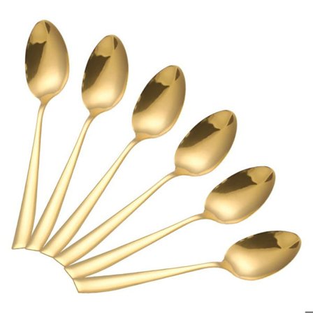 Set med 6 dessertskedar i rostfritt stål Cheffinger i guld 14.5cm
