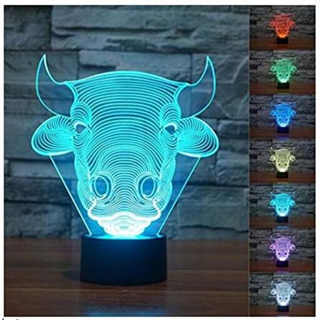 3D Tyren og Koen Model Natlys 7 Farveskift LED Bordlampe Akryl Flad ABS Base USB Oplader Hjem Dekoration Legetøj Fødselsdag Jul