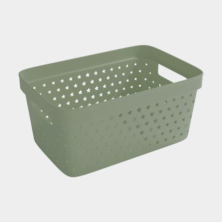 Förvaringskorg i plast Nordiska Plast Store It Star Basket, khaki grön, 263 x 174 x 120 mm, 4.5 liter