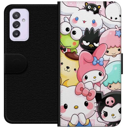 Kompatibelt Lommeboketui til Samsung Galaxy A82 5G Tett mønster av søte figurer med store øyne i ulike farger og uttrykk med LABUBU-tekst