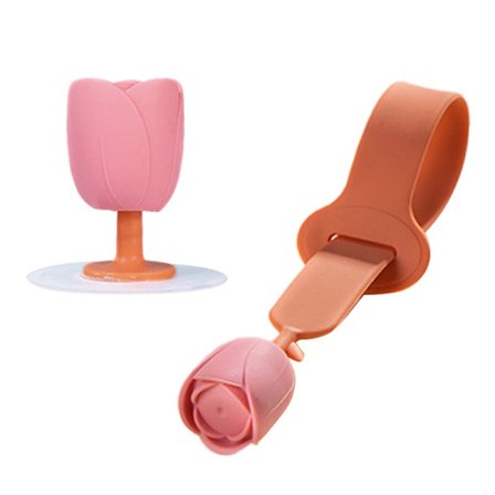 WC-istuimen kannen nostin, söpö tulppaani, kestävä silikoninen WC-istuimen suojuksen nostokahva, vältä kosketusta, pinkki