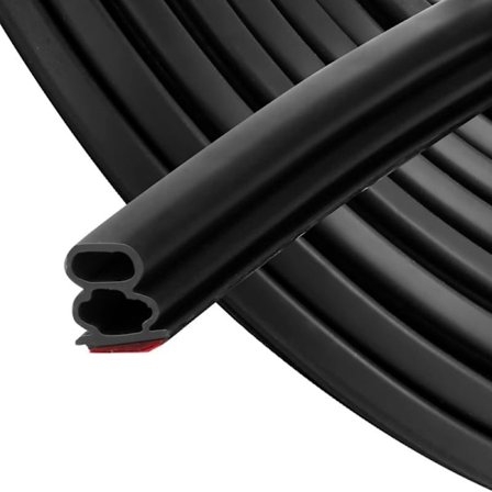 Svart selvklebende tetningslist 10mm x 10mm for dører vinduer gummitetning/antikollisjon/støvtett 6m-FA-