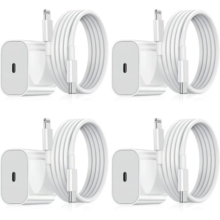 iPhone Oplader - Hurtig oplader - Adapter + Kabel 20W USB-C Hvid 4-Pak iPhone
