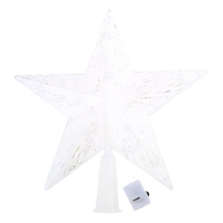 Julestjerne Trætop med Farverigt LED Lys Batteridrevet Trætop Dekoration