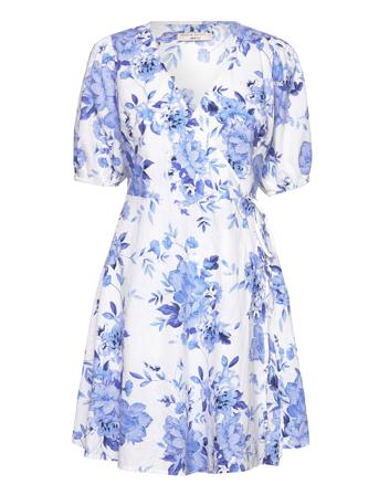 Glimma Linen Blend Wrap Dress Dresses Summer Dresses Blå Gina Tricot*Betinget Tilbud