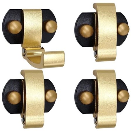 Foldbar knage, vægmonteret knagerække i aluminiumlegering, knage til frakke, håndklæde, nøgle og taske (sort og guld, 4 stk.)