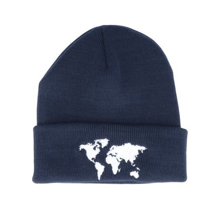 Bacpakr - Blå Beanie - World Map French Navy Beanie - Bacpakr @ Hatstore