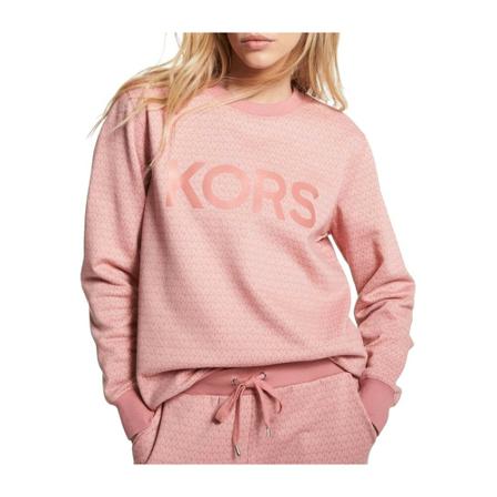 Michael Kors, 9829 Logo Print Tonal Sweater Różowy, Kobieta, Rozmiar: S