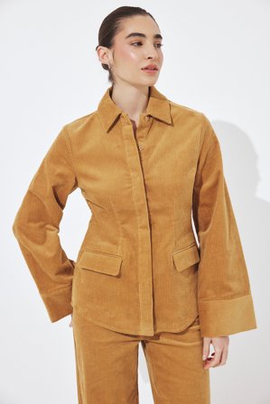 NA-KD Cord-Hemd mit langen Ärmeln - Hemden - Braun - EU 34