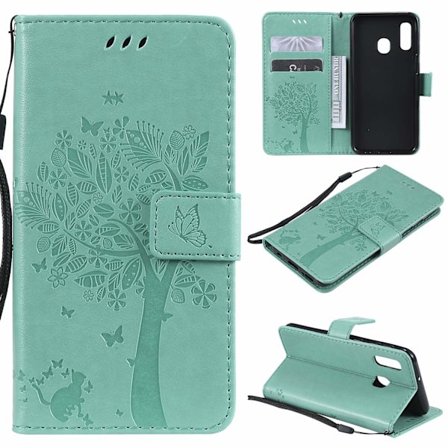 Samsung Galaxy A20E/A10E Beskyttelsesetui, Stødsikkert TPU Læder Flip Beskyttelsesetui Wallet Flip Beskyttelsesetui (Sort)