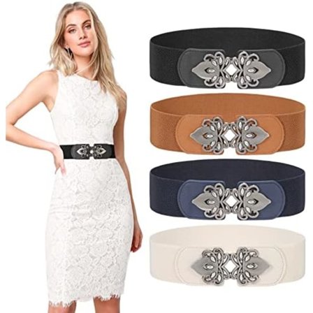 Kvinners brede elastiske belte, elastiske midjebelter, cinchbelte, vintagebelte, damebelter til kjoler