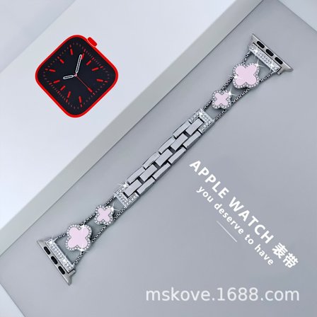 Klockarmband för Apple Watch iWatch 38/40/41mm -9 generationer Silver + Rosa