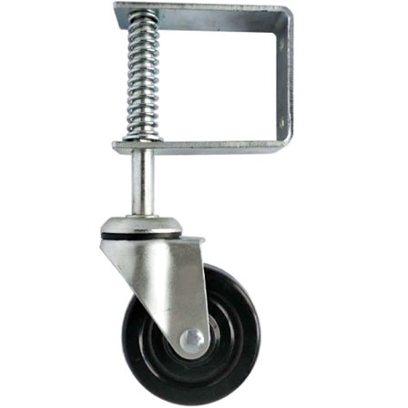 4 Tommer Kraftigt Gummibælte Fjederbelastet Portdørhjul Rullehjul Hjemmeportdørvalse (1 stk., Sort)