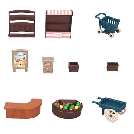 Mini Simulerings Fruktbutik Set Mini Butik Mini Hus Lekleksaker Simulerad Kassa Simulerad Fruktstånd Simulerad Dragvagn Leksaker