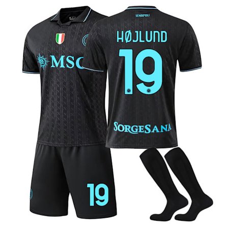 25-26 S.S.C. Napoli Bortedrakt Tredje NO.19 Højlund Drakter Sett Barn Voksen Fotballutstyr med Sokker
