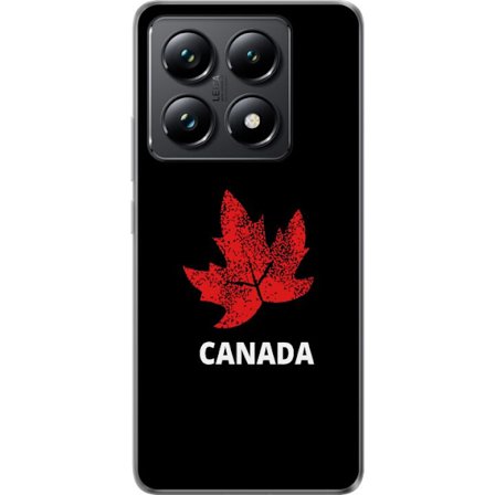 Kompatibel Mobilcover til Xiaomi Xiaomi 14T Pro Grafisk ahornblad symbol i rødt mod sort baggrund med klar canadisk reference og minimalistisk design