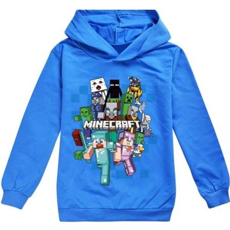 Barn Minecraft Jumper Hoodie Sweatshirt Långärmad Pullover Toppar Blå 140cm