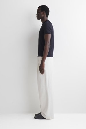 COS Men's T-Shirt Slim In Cotone A Coste in Blu