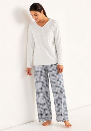 Cellbes of Sweden - To-delt pyjamas i offwhite/ternet til damer i størrelse 54/56