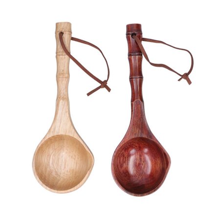 Tresleiv med langt håndtak, slitesterk suppeskje for grøt, kjøkkenredskap, lys og mørk farge