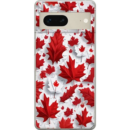 Kompatibelt Mobildeksel til Google Google Pixel 7 Røde lønneblader i grafisk mønster på hvit bakgrunn