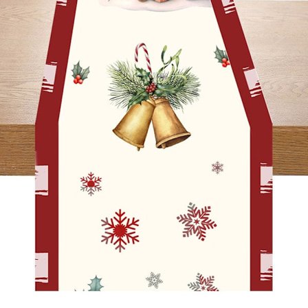 2025 Ny fortykket juledug i hør, trykt borddekoration, skridsikker dug til køkken og spisebord, kaffebordsdækning