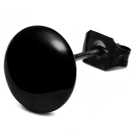 Czarny stalowy kolczyk sztyft 8 mm dla mężczyzn - Wkręty