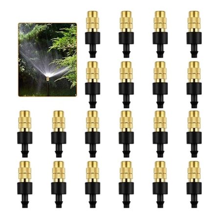 Messingdyser 20 stk messing sprinkler med justerbar messingdyse sprayer til havevanding og kunstvanding