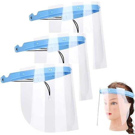 3 stk. Plast Visir Ansigtsskærm Justerbar Øjenbeskyttelse Transparent