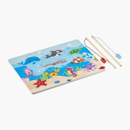 Fiskespel och pussel i trä med magneter - Biltema